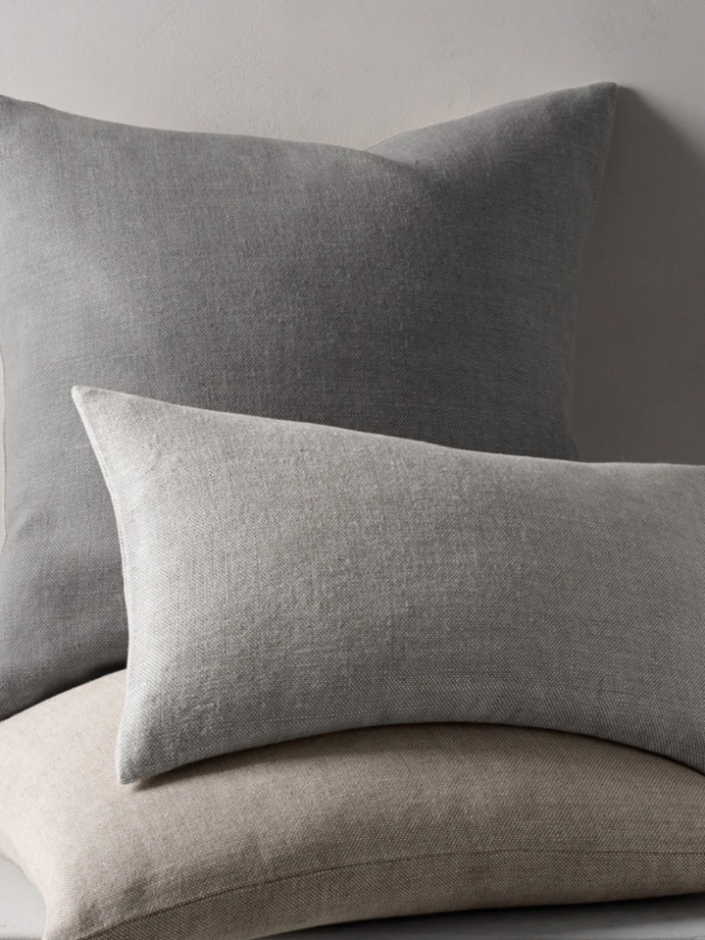 BELGIAN LINEN CROSS WEAVE KNIFE EDGE PILLOW with feather down insert